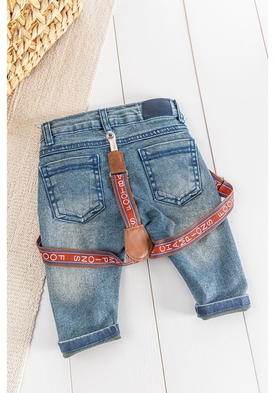 Baby Denim Kumaş Askılı Erkek Bebek Kot Pantolon 001