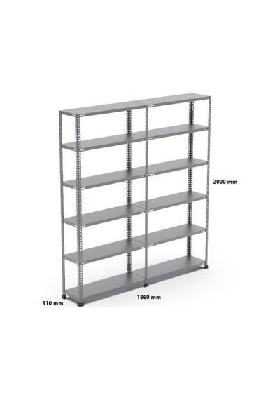 Uzmangrupraf Uzman Grup Raf - 6 Raflı 2Metre 2 Blok 31X93 Çelik Raf-Depo Rafı
