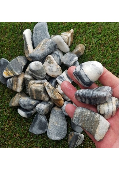 Siyah Beyaz Çizgili Dolomit Taş 2-4 Cm Dekoratif Taş Renkli Taş