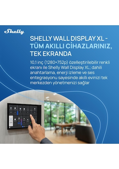 Shelly Wall Display Xl Akıllı Ev Kontrol Paneli Siyah