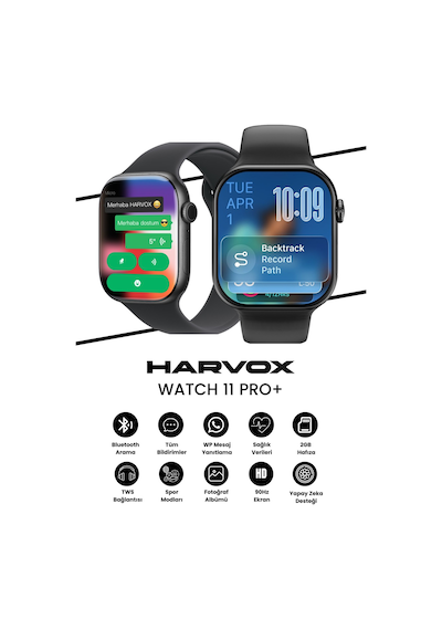 Harvox Watch 11 Pro+ Akıllı Saat Apple İphone Ve Android Tüm Telefonlara Uyumlu 46mm Siyah