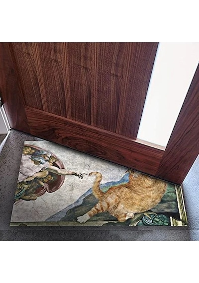 Komik Tasarımlı Dekoratif Kapı Paspası, 45x70 Cm Boyutunda Açık Bej