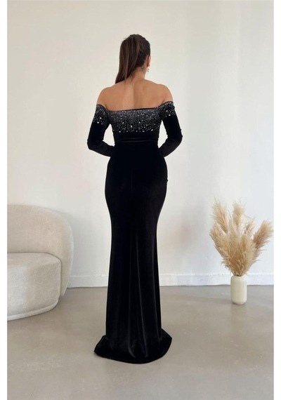Genel Markalar Kadın Trend Model Esnek Kadife Kumaş Yırtmaçlı Uzun Kollu Abiye Elbise Siyah - 925397786 Siyah Genel Markalar Kadın Trend Model Esnek Kadife Kumaş Yırtmaçlı Uzun Kollu Abiye Elbise Siyah - 925397786 Siyah