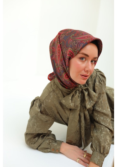 Silk Home Twill İpek Eşarp 11455-06 Narçiçeği, Funda, Yeşil, Pembe