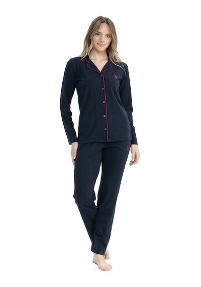U.S. Polo Assn. U.s Polo Assn. 11000 Kadın Uzun Kollu Önden Düğmeli Gömlek Pijama Takım-lacivert Lacivert