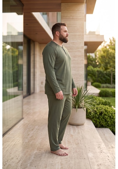 Seboteks İnterlok Kumaş Yakası Düğmeli Uzun Kollu Büyük Beden Erkek Pijama Takımı 8587 Yeşil Seboteks İnterlok Kumaş Yakası Düğmeli Uzun Kollu Büyük Beden Erkek Pijama Takımı 8587 Yeşil