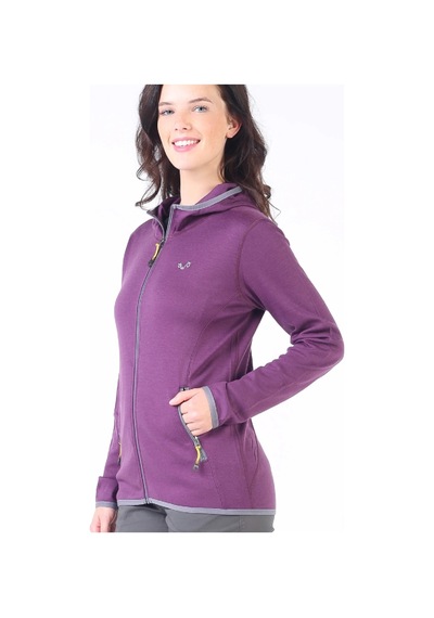 Woolona Marin Fermuarlı Kapüşonlu Kadın Sweatshirt - Prp Mor