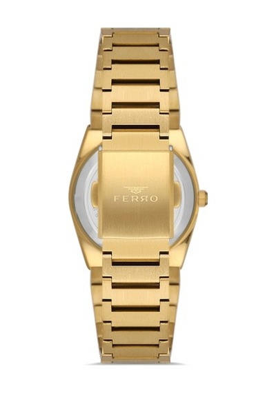 Ferro Fl21495a-b Quartz Çelik Altın Rengi Beyaz Kadran 32 Mm Kadın Kol Saati Altın