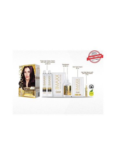 Gold Serisi 24k Altın Parçacıklı Serum İle 1 Kutu 2 X 50 Ml Ve Geliştiriciler Saç Boyası Patlıcan Moru 3.66