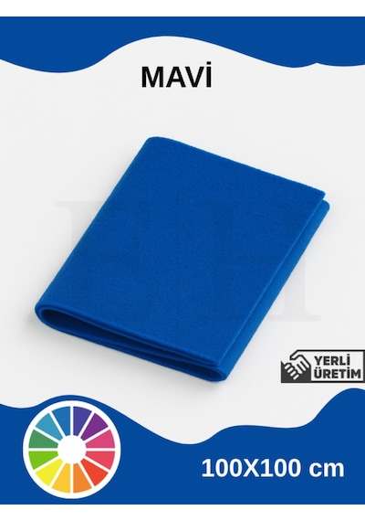 Mavi Renk Metrelik Ince Keçe Kumaş Keçe 1 Mm Aktivite Keçesi Renkli Keçe 1 Metre 100 Cm X 100 Cm
