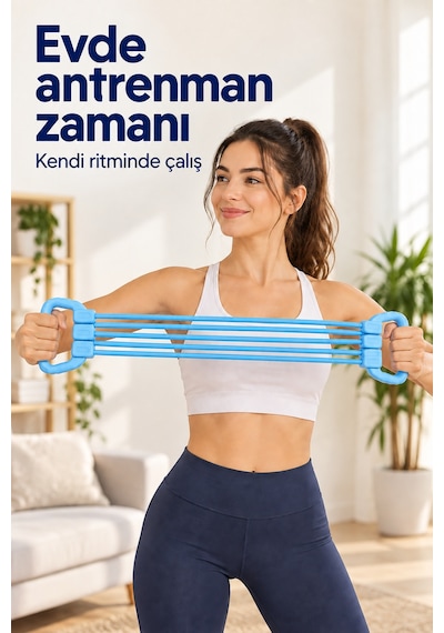 6 Borulu Egzersiz Lastiği Evde Spor Fitness Direnç Lastiği Kol Omuz Sırt Karın Egzersiz Aleti Lastik Çok Renkli