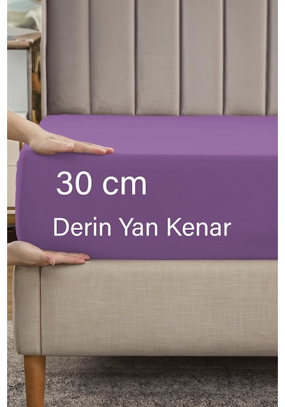 Ranforce Lila Pamuklu Tek / Çift Kişilik Battal Tam Kenar Lastikli Çarşaf 14 Renk Fıtted Lila