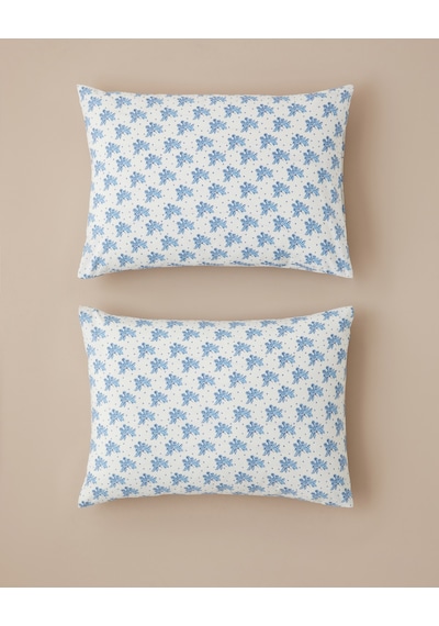 English Home Blue Bouquet Kolay Ütülenir 2'li Yastık Kılıfı 50x70 Cm Mavi - Bej