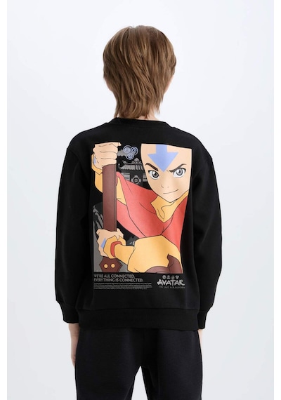DeFacto Erkek Çocuk Avatar the Last Airbender Bisiklet Yaka İçi Yumuşak Tüylü Sweatshirt D6742A824WNBK81
