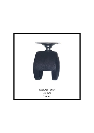 Tablalı Mobilya Tekerleği, 40 Mm, Ofis Koltuk, Dolap, Etejer, 360 Derece Döner Siyah