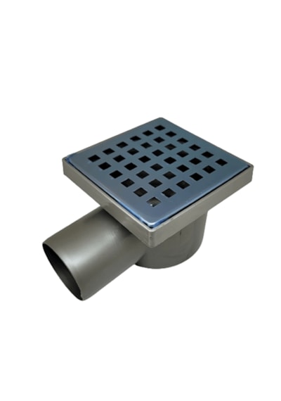 Paslanmaz Krom Izgaralı Koku Önleyici Çekvalfli 10x10 Yer Süzgeci 50 Mm Yandan Çıkış 1 Adet