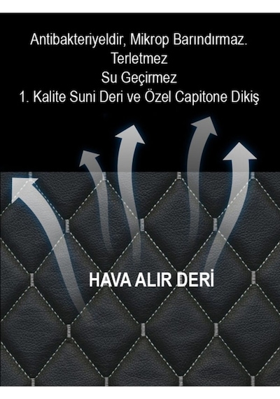 Premium Oto Bagaj Organizeri Baklava Desenli Deri Bagaj Çantası Düzenleyici Kutu Çantası- Siyah