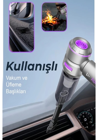 Kablosuz Taşınabilir Araç İçi El Süpürgesi 17000pa Güçlü Vakum 4 Ü 1 Arada Çok Amaçlı Temizlik 1 Adet