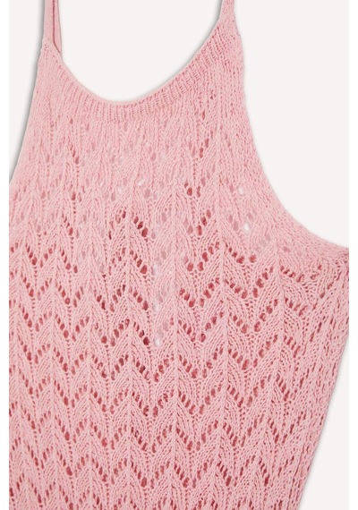 Defacto Yuvarlak Yaka Askılı Triko Plaj Elbisesi-fall İn Love E5968ax25hspn164 Pembe