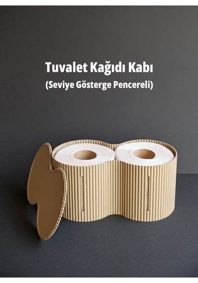 Dekoratif Tuvalet Kağıdı Kutusu 2 Li Rulo Kapasiteli Organizer -14x26x12 Cm Bej