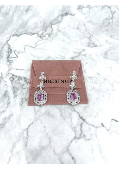 Lady Pembe Baget Taşlı İthal Gümüş Küpe-988 Silver