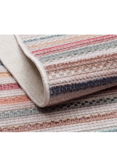 Sola Sn02 Çizgili Pastel İskandinav Oturma Odası Halısı Çok Renkli