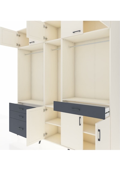 Hyperion Dolap 8 Raflı 4 Çekmeceli 3 Askılı 220x44x243 Aytaşı-aytaşı/antrasit Çok Renkli Hyperion Dolap 8 Raflı 4 Çekmeceli 3 Askılı 220x44x243 Aytaşı-aytaşı/antrasit Çok Renkli