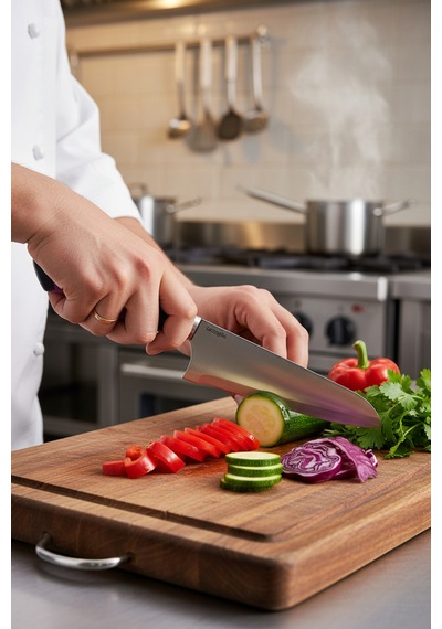 Chefline 5 Parça Mor Mutfak Bıçak Seti + Meyve Bıçağı Hediyeli Paslanmaz Çelik Mor