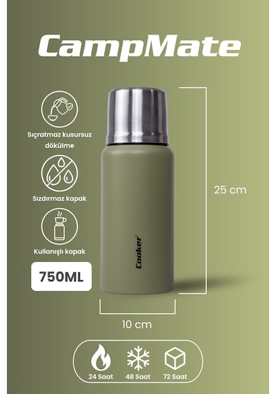 Cooker Campmate 750 Ml Paslanmaz Çelik Termos Ckr2106 Kahverengi