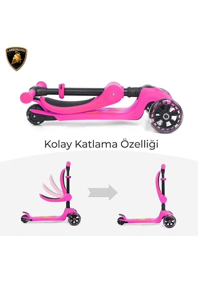 Lisanslı L5 2in1 Katlanabilir Oturaklı Işıklı 3 Tekerlekli Çocuk Scooter Mavi