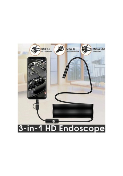 Endoskop 3 İn 1 Yılan Kamera Usb Micro Usb Type-c 20 Metre Sert Kablo Najmaddin