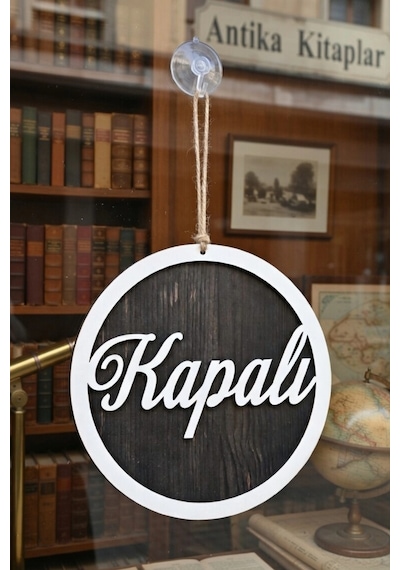 Üç Katlı El Yazılı Modern Açık/kapalı Tabelası - Rebap Ahşap