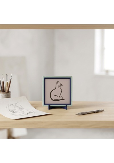 Minimalist Kedi Silüetli Masaüstü Süs, Estetik Ve Sükunetin Modern Buluşması 10x10 Cm