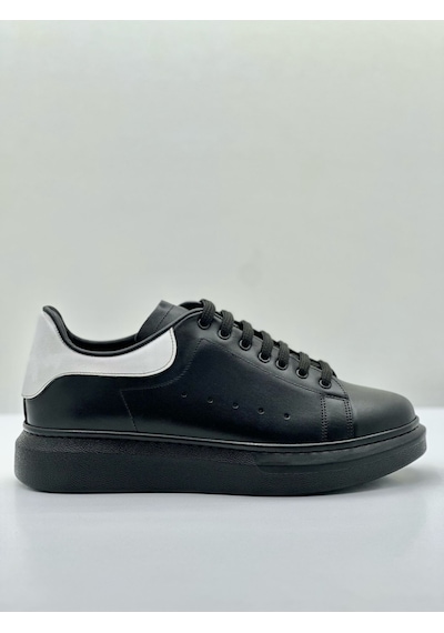 Erkek Hakiki Deri Sneakers Siyah Siyah
