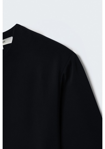 Sateen Kısa Kollu Bluz - Siyah-137405