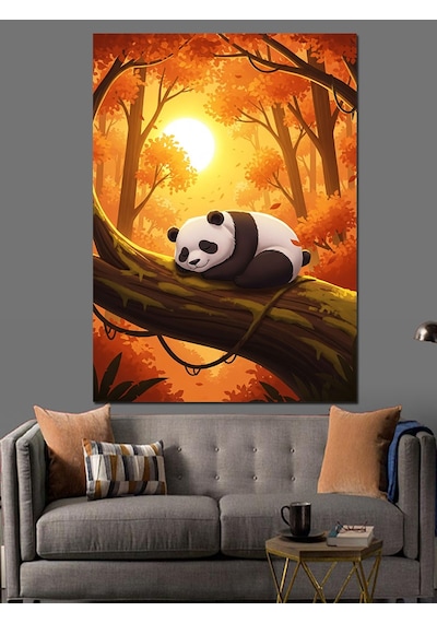 Karizma Tablo Ağaç Altında Panda Ayı Dekoratif Kanvas - Mdf Ahşap Tablo