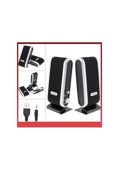 Powermaster Hy-218 İnce Tasarım 2.0 Siyah 1+1 Usb Speaker 9533
