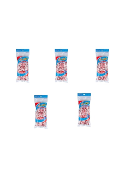 Elmop Pm01 Yedek Vidalı Mop Paspas Püskül Ucu Pamuklu Mikrofiber İpli Mop Yedeği Başlığı 5'li