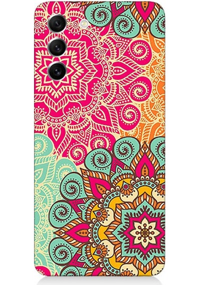 Samsung Galaxy S21 Fe Uyumlu Silikon Kılıf Tribal Mandala Çiçek