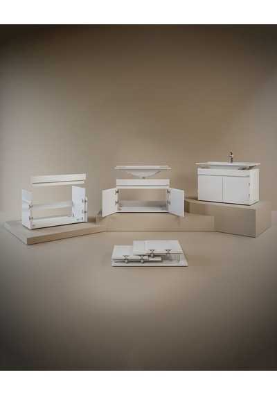 Flexio 65 Cm Kapaklı Katlanabilir Lavabo Dolabı 270 Derece Beyaz Set Flexio 65 Cm Kapaklı Katlanabilir Lavabo Dolabı 270 Derece Beyaz Set