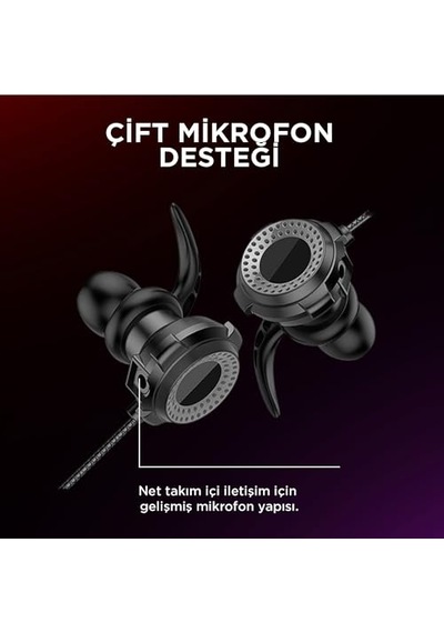 Rm-k21 Superb 3,5mm Gaming Siyah Kulak İçi Mikrofonlu Kulaklık Standart