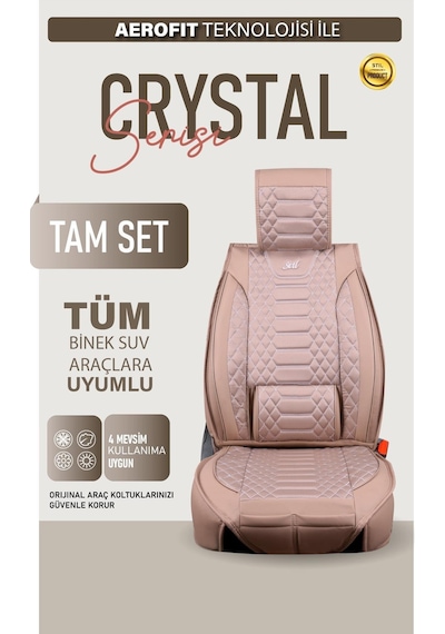 Daewoo Matiz Uyumlu Lüx Deri Oto Koltuk Kılıfı Ön Arka Takım Crystal Bej