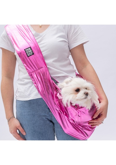 Pawstar Parlak Fuşya Crossbody Küçük Irk Köpek Çapraz Taşıma Çantası