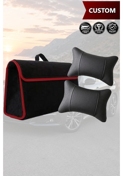 Custom Uyumlu Koltuk Yastığı Bagaj Çantası Siyah Renk Lüks Model