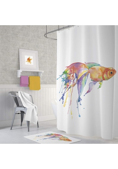 Zethome Tropik Goldfish Banyo Duş Perdesi Tek Kanat 1X180X200 Çok Renkli