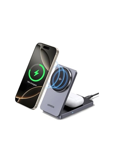 Tr Magflow Qi2 Sertifikalı 15w Şarj Istasyonu Magsafe İle Uyumlu 2'si 1 Arada Manyetik Şarj Istasyonu 16 16 Pro 16 Pr