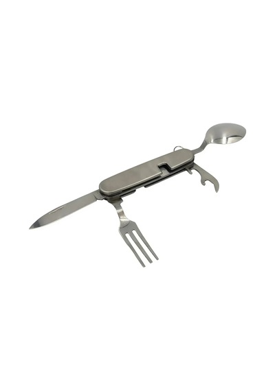 Yolculuk Eşyası Macera Aleti Kamp Outdoor Katlanabilir Çatal Kaşık Kiti Çakı Seti Gümüş