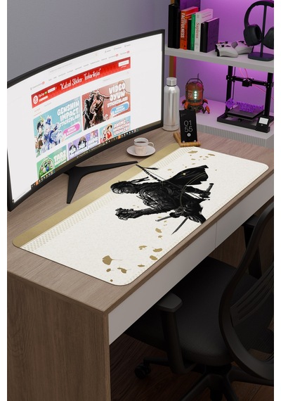 Ghost Of Tsushima Kaymaz Dikişli Kauçuk Oyuncu Mousepad V1 - 90x40 Xxl Gaming Mouse Pad Fare Altlığı