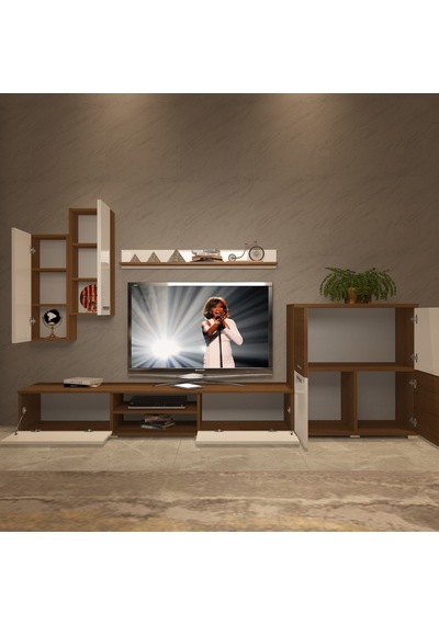 Decoraktiv Eko 6 Mdf Dvd Tv Ünitesi Tv Sehpası - Ceviz Beyaz Ahşap - Beyaz