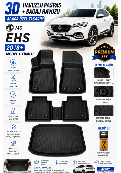 Mg Ehs 2023 Model Uyumlu 3d Araca Özel Havuzlu Paspas+bagaj Havuzu Birebir Uyum